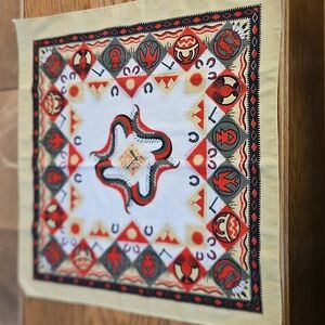 Southwestern Bandana Aztec Scarf Made In The USA Native Pattern Yellow Red Green